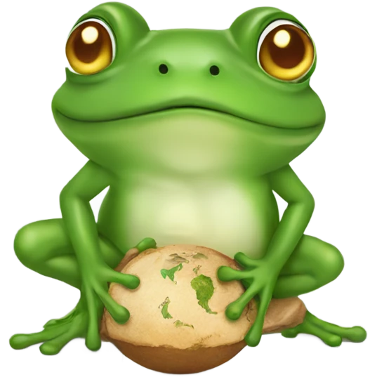 A frog eating the world emoji