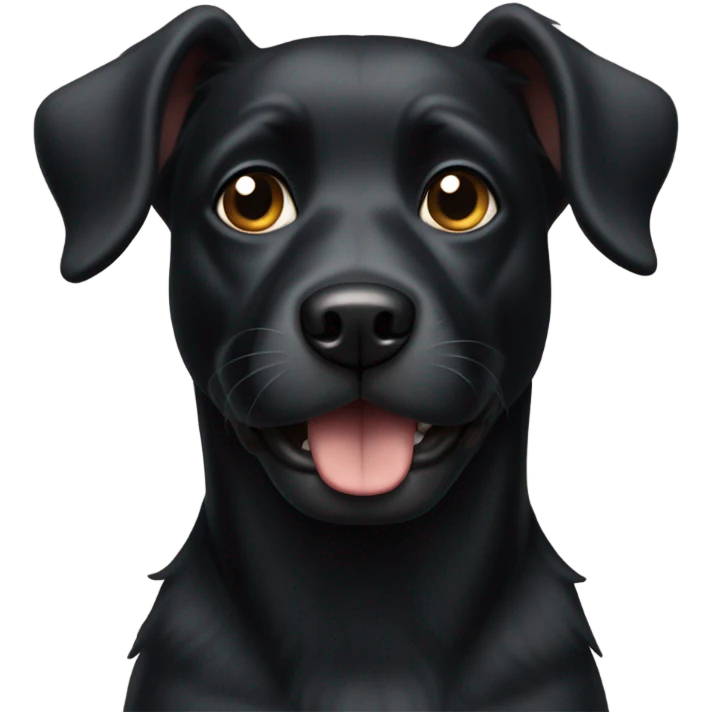 Black dog with one pointy ear and one bent ear emoji