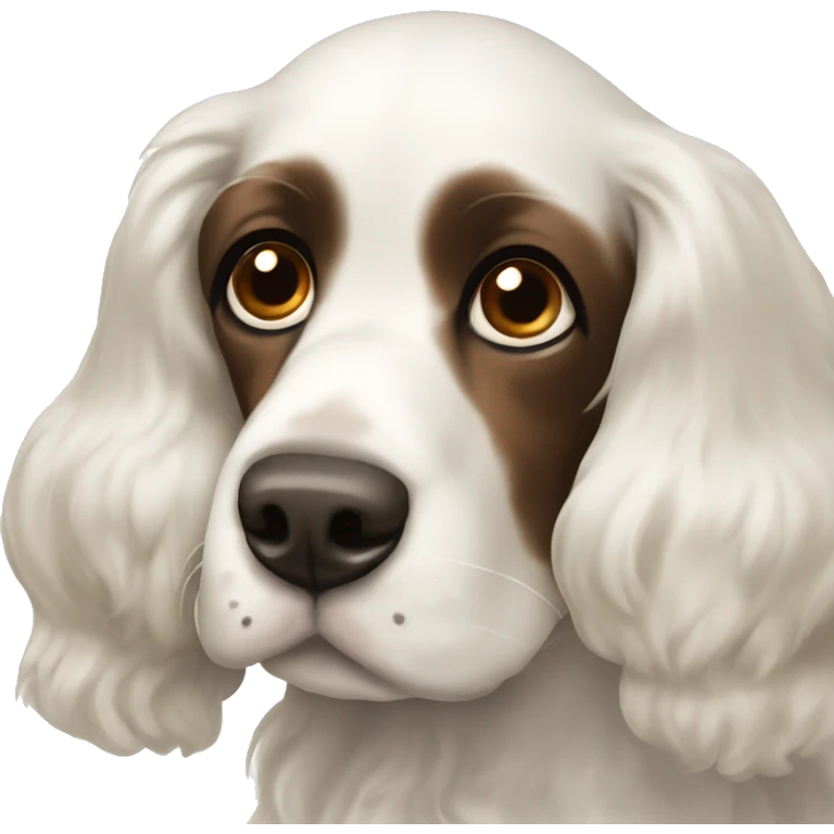 White cocker spaniel with dark brown ears emoji