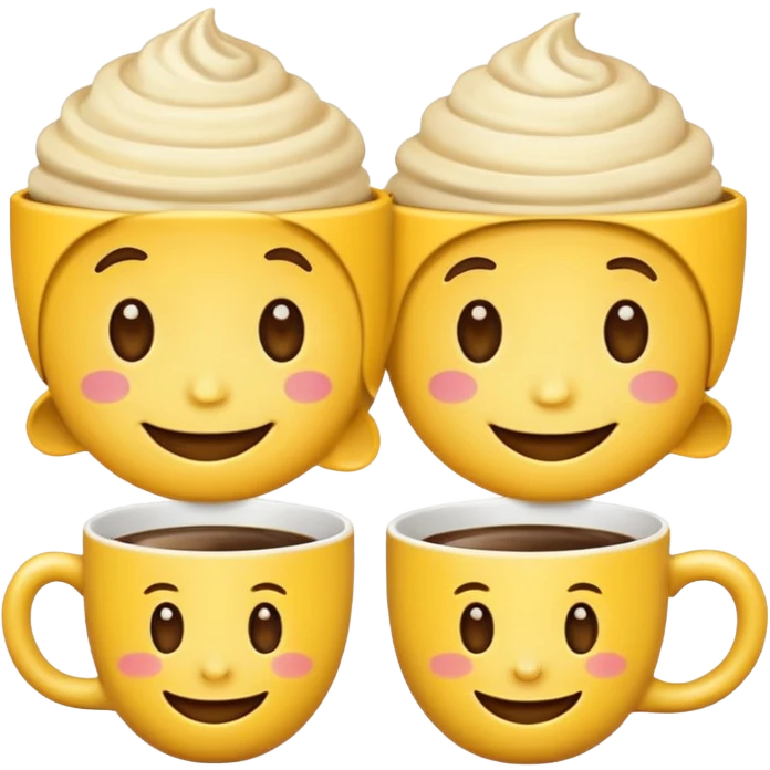 Classic emoji face holding two coffees emoji