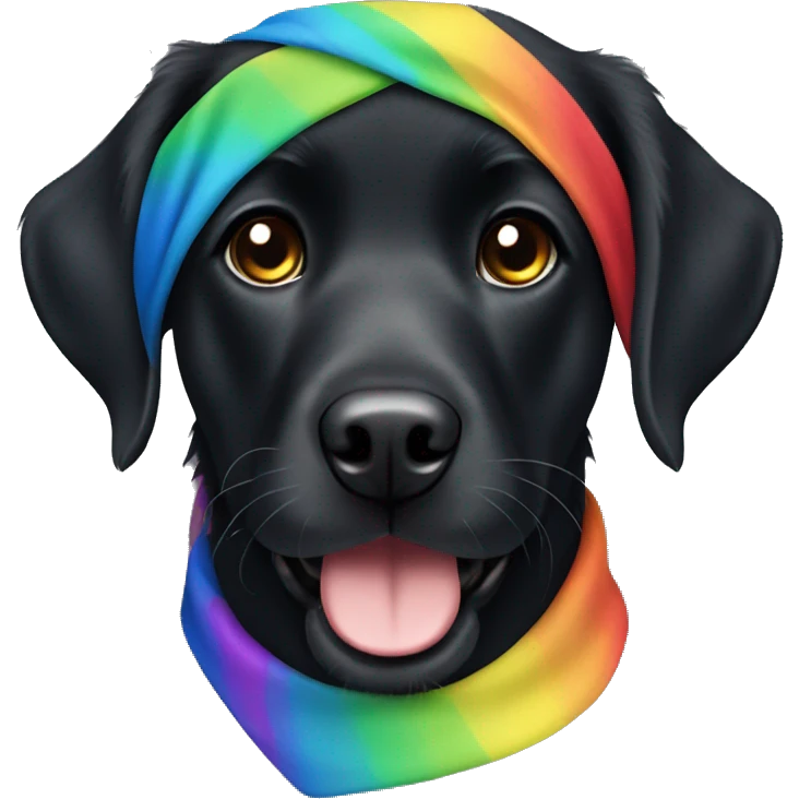 cute hairy Black labrador with rainbow bandana emoji