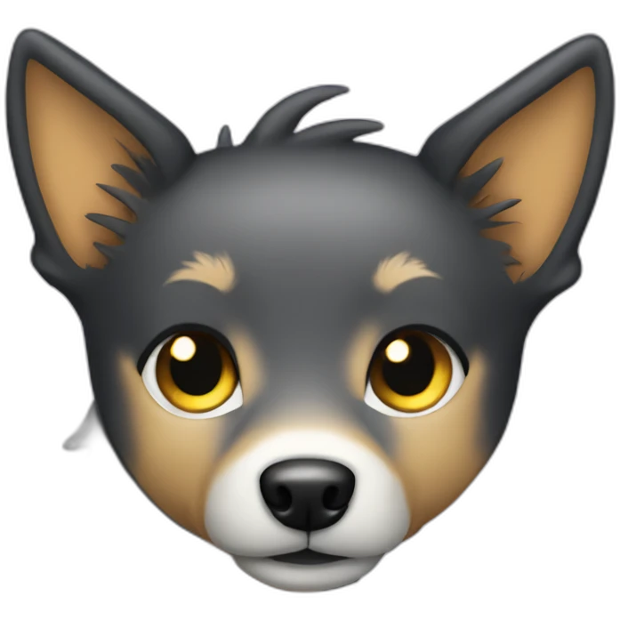 Kelpie cross with silver fur and gold eyes emoji