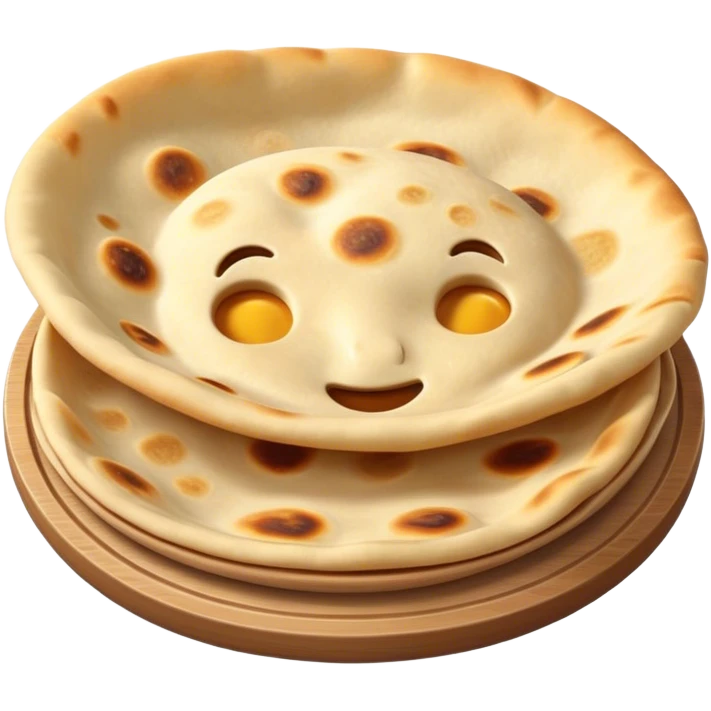 Cinematic Realistic Roti Dish Emoji, showcasing freshly made flatbread rendered with lifelike detail and warm natural lighting. emoji