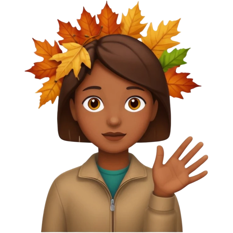  Brown autumn on hand emoji