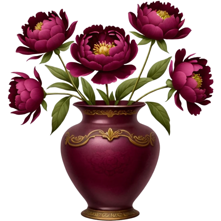 burgundy peonies in a vintage vase emoji
