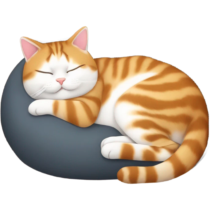 fat tawny American shorthair cat sleeping emoji