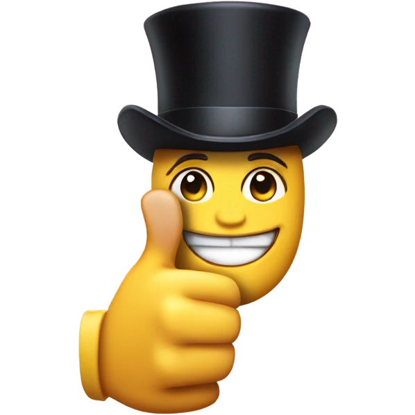 Thumbs up with small tophat on the thumb emoji