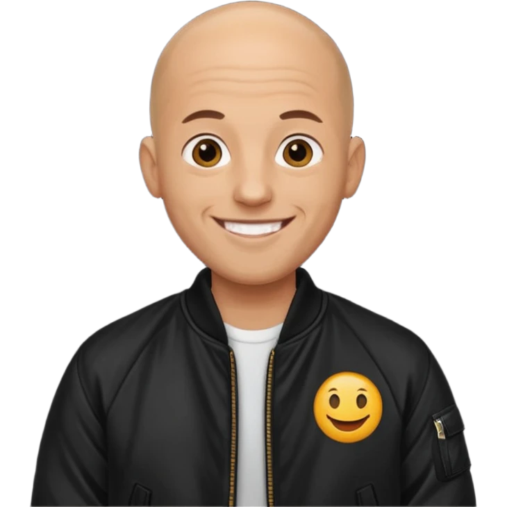 bald man in black bomber jacket emoji