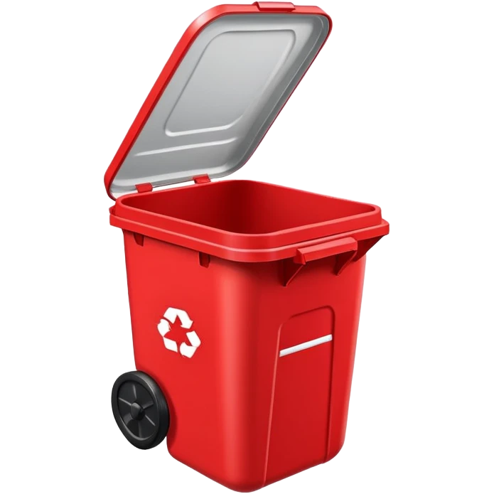 Red trash can with opened lid emoji