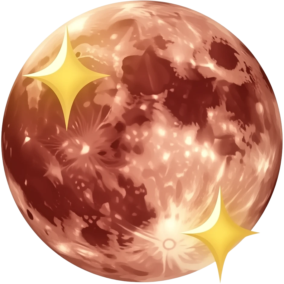 Only Red moon and golden spark emoji