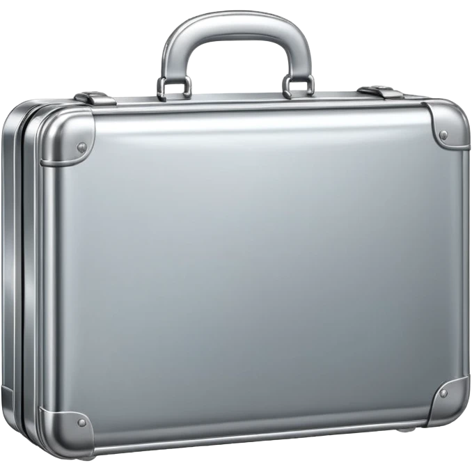 A luxury briefcase emoji made of polished silver chrome, smooth rectangular shape, metallic reflections, minimal high-end design, swag business aesthetic, iOS emoji style, centered, clean white background
 emoji