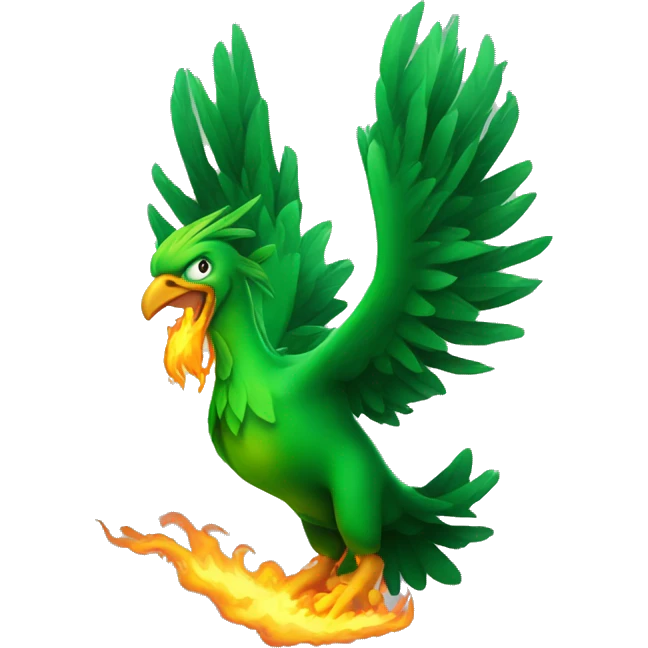 All Green flaming phoenix emoji