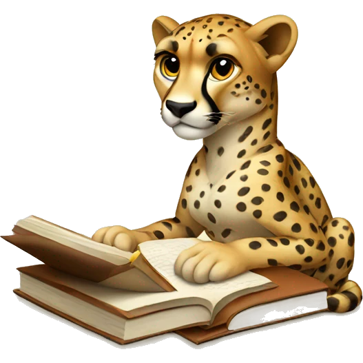 A cheetah studying emoji