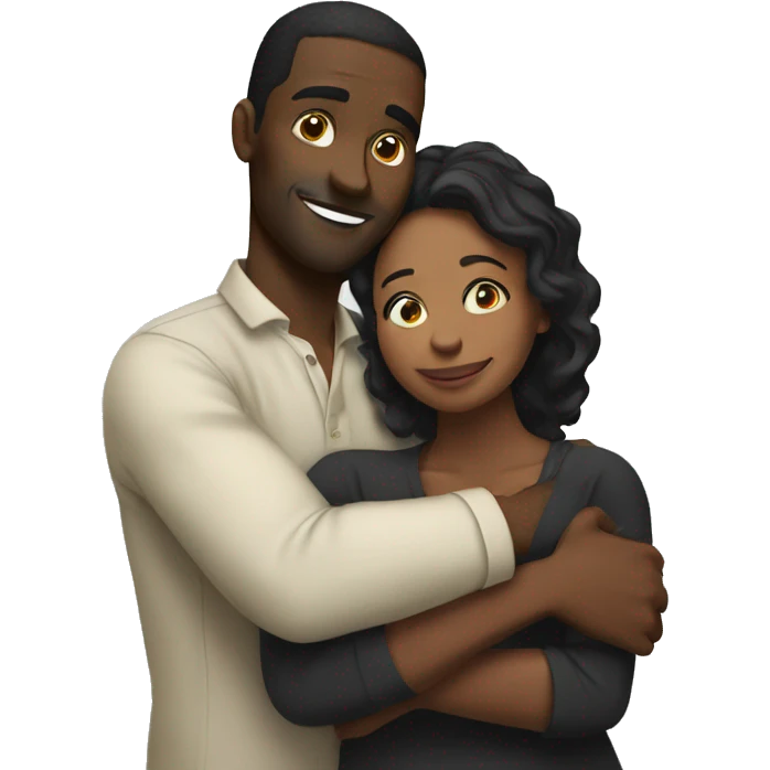 Black men hugging her wife emoji
