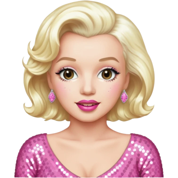 Marilyn Monroe with platinum blonde hair, pink sequin outfit emoji