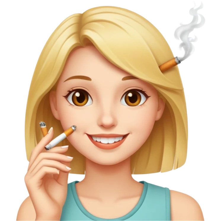 Happy girl with cigarette emoji