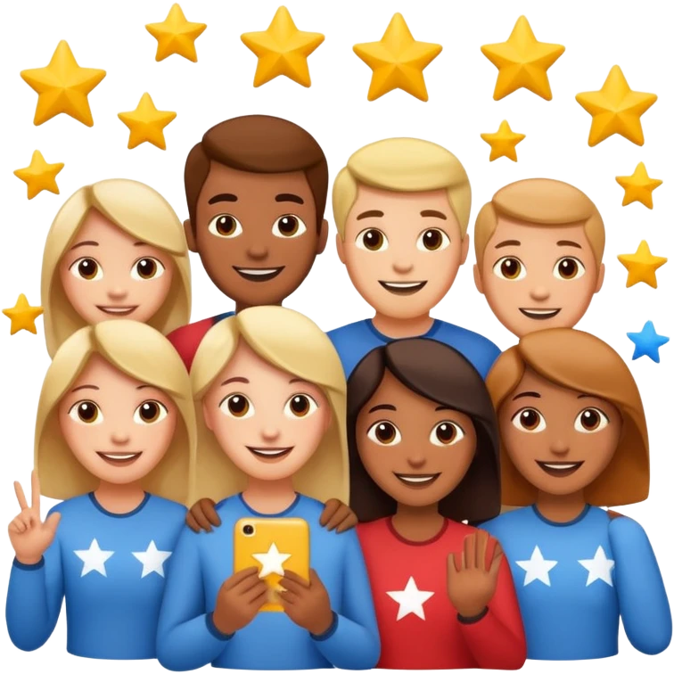 Make me an emoji for an app. The emoji is to highlight "social", "Real people", Reviews, trust, and brand recognition emoji