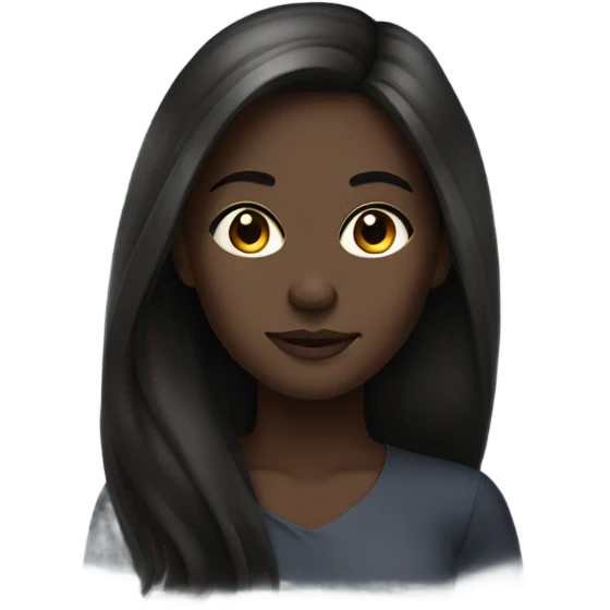 stylish dark-skinned female portrait straight long hair  emoji