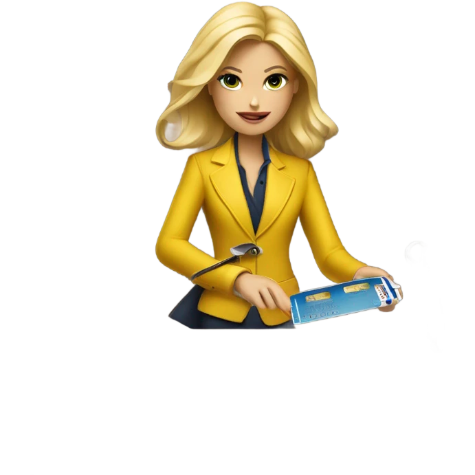 Blonde Ralph lauren women cutting credit card in half  emoji
