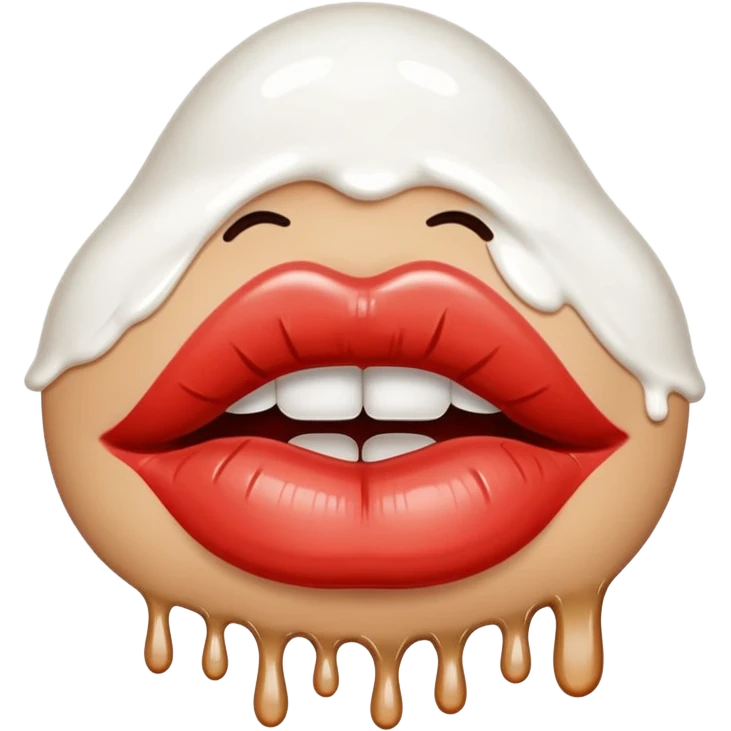 plump lips with white paint dripping off emoji