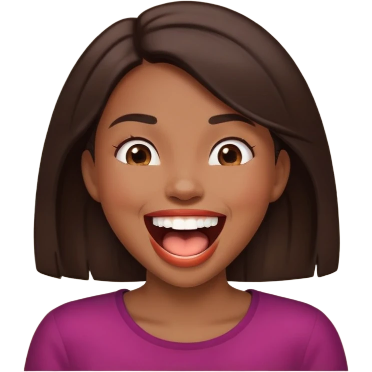 a girl who has dark brown hair and laugh so huge emoji
