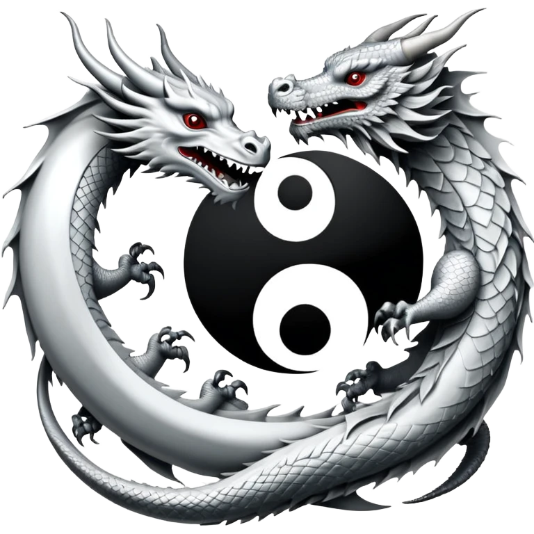 An icon symbolizing Eastern martial arts in the style of an emblem, featuring a black-and-white Yin-Yang symbol and a dragon at the center, surrounded by elements like a dojo. Transparent background highlights balance and power. emoji