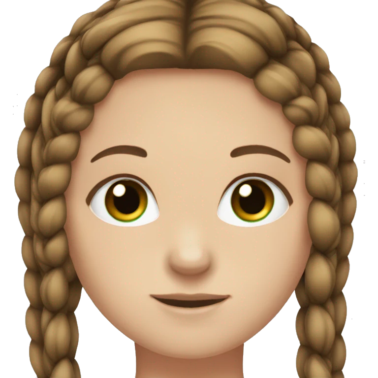 White girl green eyes brown hair in two braids emoji
