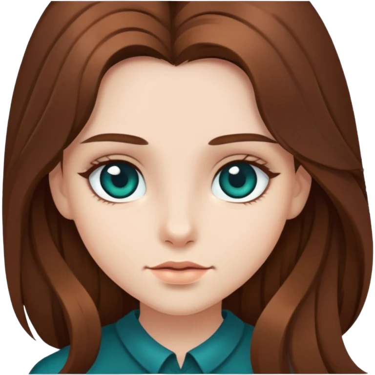 girl with long brown hair and dark teal eyes emoji
