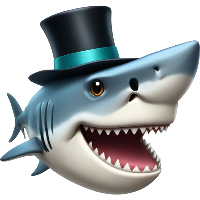 Shark with a top hat emoji