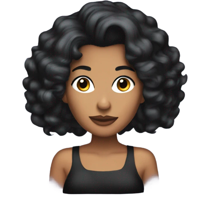 Tanned woman with black hair dressed in 1990s r&b hair, makeup, and attire  emoji