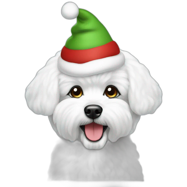 bichon dog-christmas hat emoji
