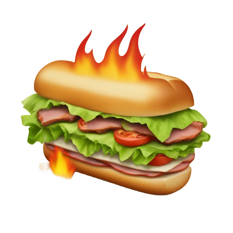 Sandwich sub in flames emoji
