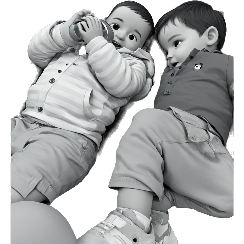 child drinking in greyscale emoji