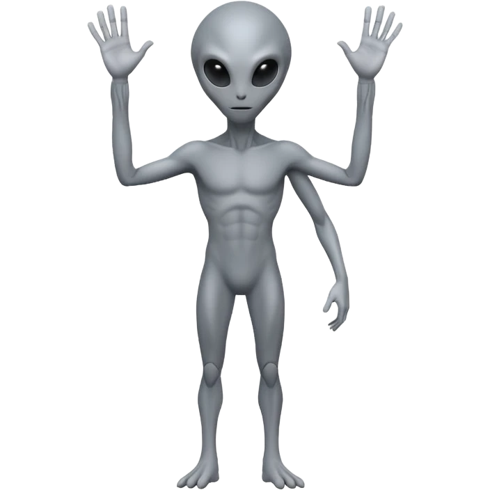 fullbody handsup gray alien emoji