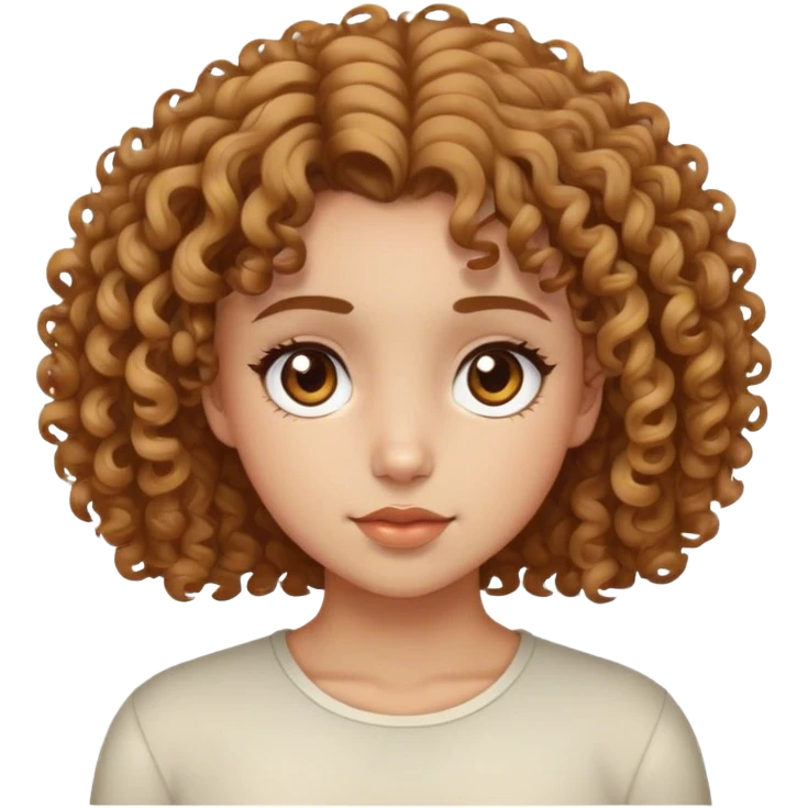 Chica de pelo rizado con ojos marrones y pelo corto  emoji