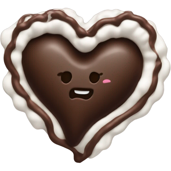 Dark chocolate heart emoji with whipped cream on top emoji