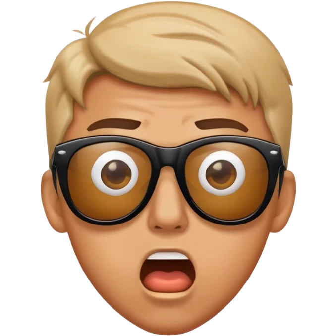 Shocked guy with sunglasses down emoji