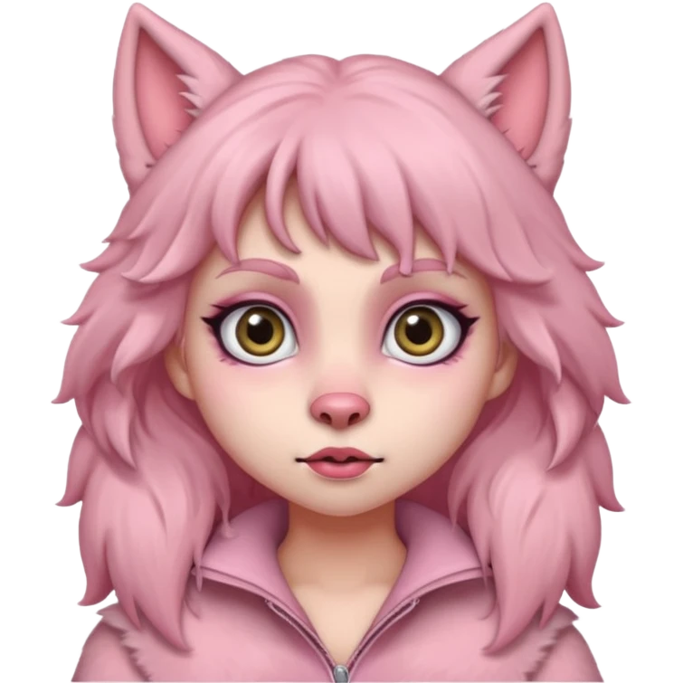 Cute lady soft pink warewolf emoji