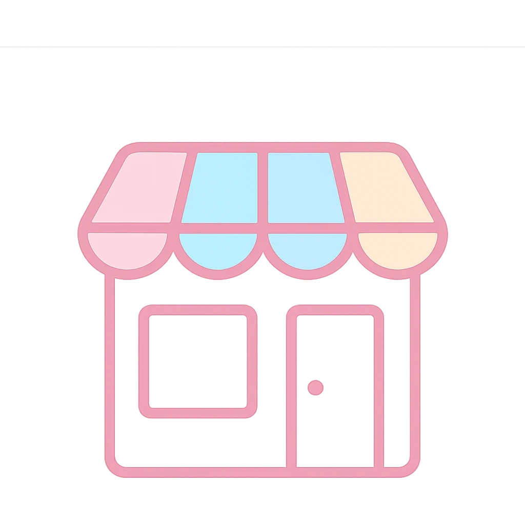 minimalist store icon with pastel TikTok logo colors, transparent background emoji