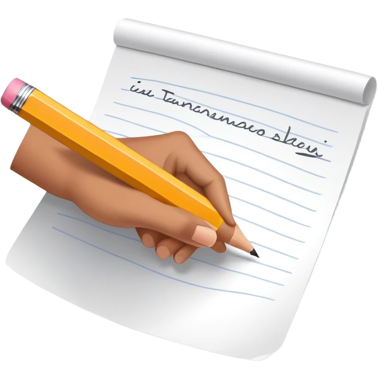 hands holding a pencil and writing on paper, simple and friendly emoji