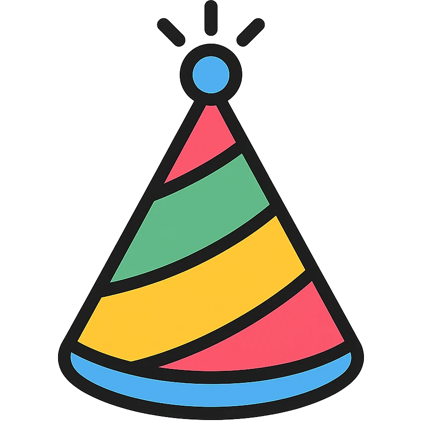 party hat color icon style emoji