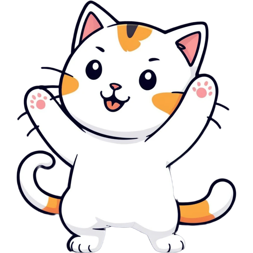 cat twerking, energetic pose emoji