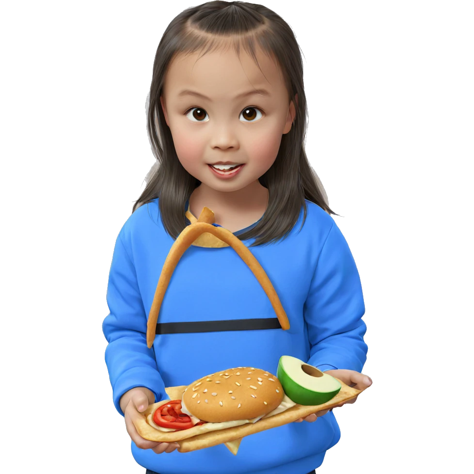 realistic portrait of girl eating emoji
