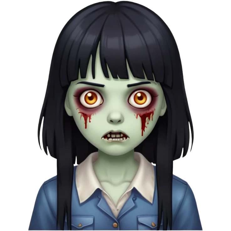 zombie girl long hair and bangs  emoji