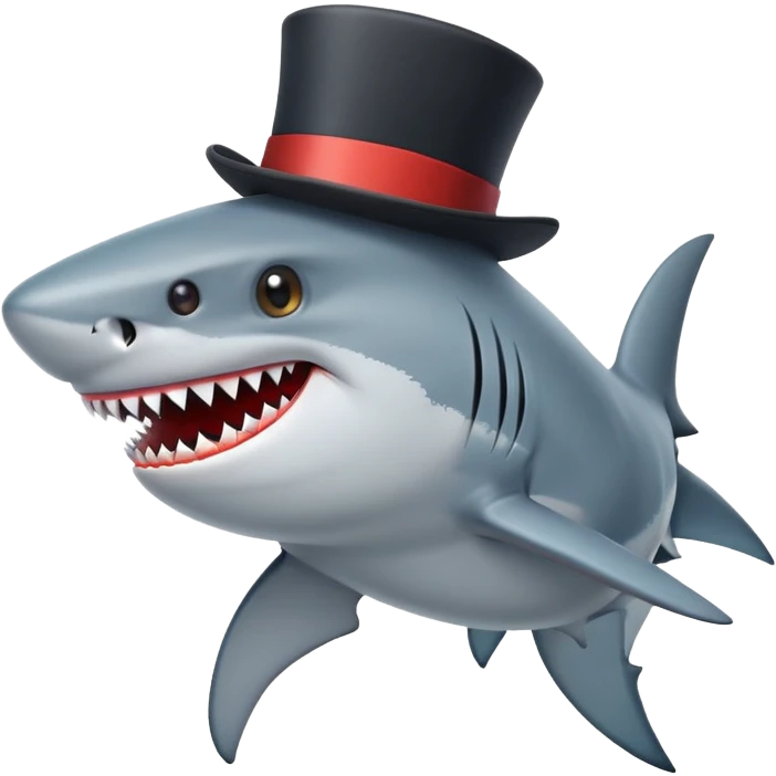Shark with a top hat emoji