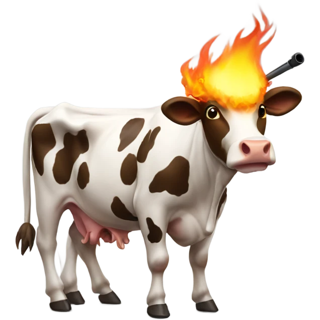 Cow with a flamethrower emoji