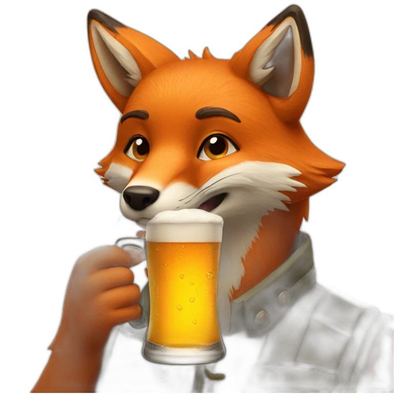 fox drinking beer emoji