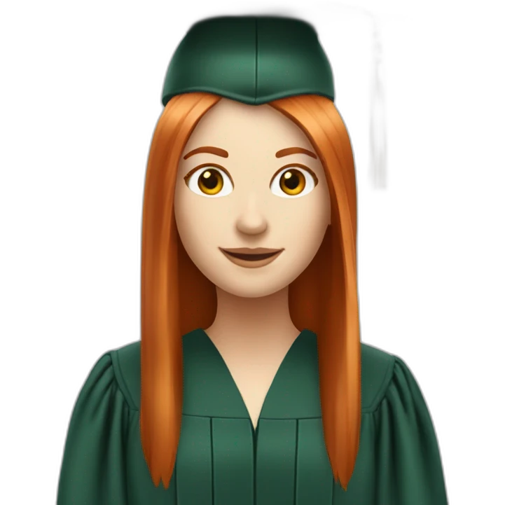 redhead white woman medium long straight hair, celebrating graduation emoji