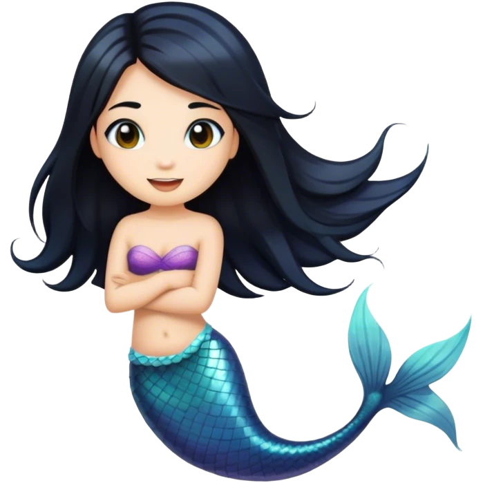 Mermaid emoji ios with black straight hair emoji