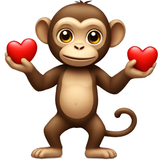 Monkey holding a red heart emoji